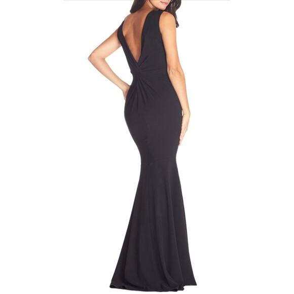 Dress the Population Leighton Gown Black Twist V-Back Sleeveless Sz XS - Picture 1 of 10